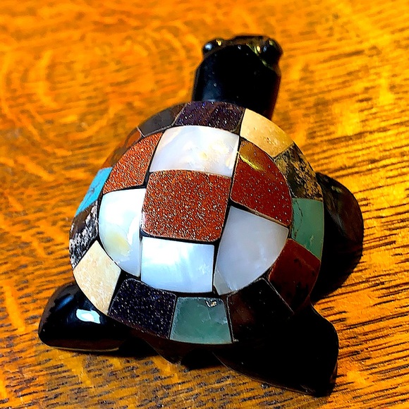 TURTLE BLACK OBSIDIAN CARVED CRYSTAL GOLDEN SANDSTONE MULTIPLE - Picture 6 of 10